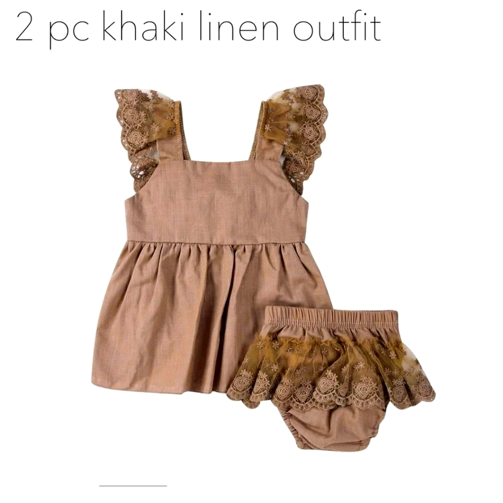 Baby girl linen 2 piece outfit